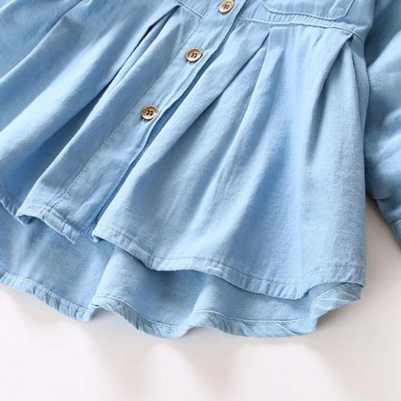 Spring Denim A - Line Dress for Girls - Wearebambino - Blue - 2T - Spring Denim A - Line Dress for Girls