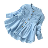 Spring Denim A - Line Dress for Girls - Wearebambino - Blue - 2T - Spring Denim A - Line Dress for Girls