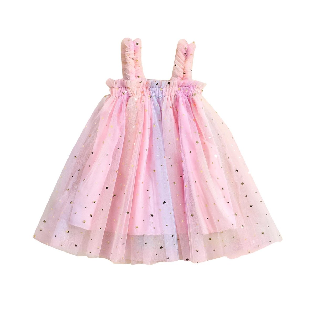 Starlight Sequins Suspender Skirt - Wearebambino - Rainbow Pink - 2T - Starlight Sequins Suspender Skirt