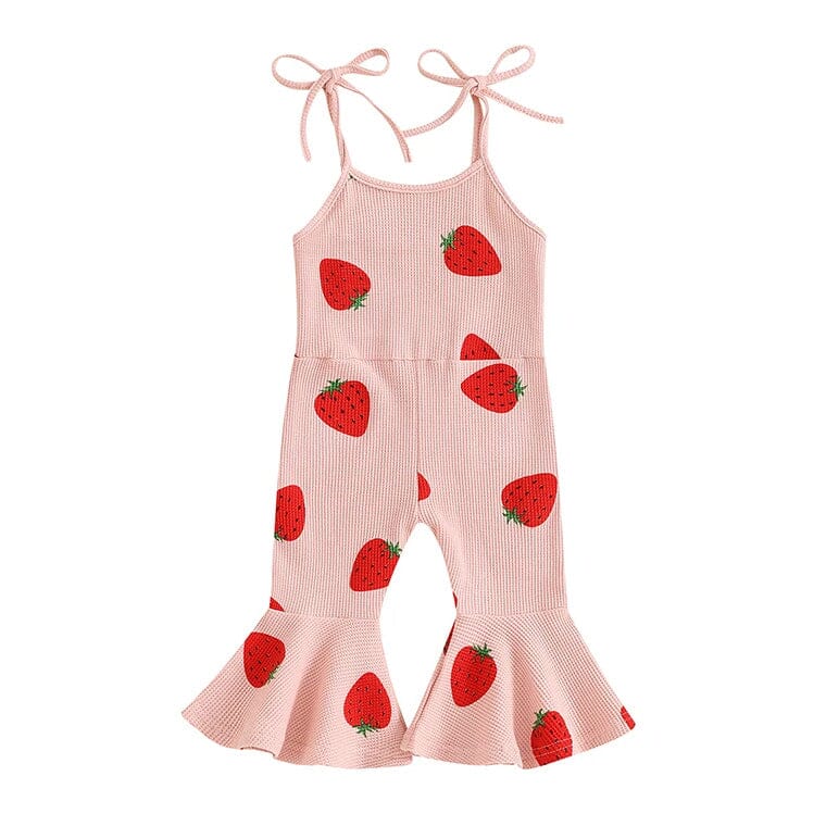 Strawberry Flared Toddler Jumpsuit - Wearebambino - 12 - 18 M - Strawberry Flared Toddler Jumpsuit