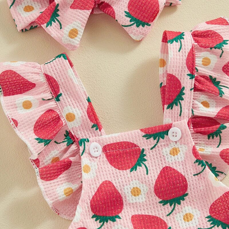 Strawberry Floral Baby Romper - Wearebambino - 0 - 3 M - Strawberry Floral Baby Romper