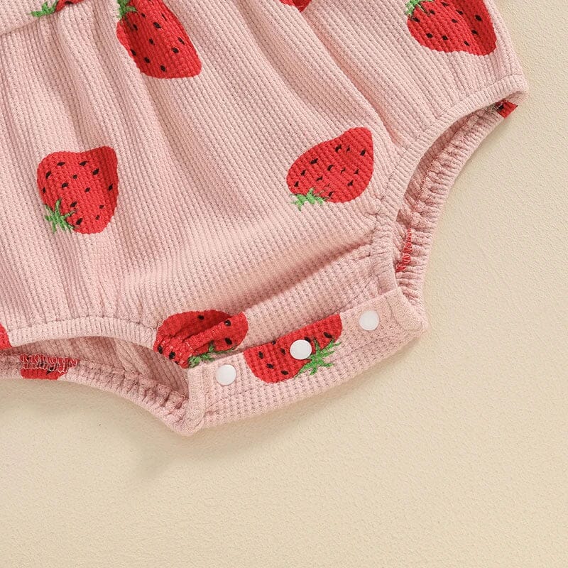 Strawberry Straps Baby Romper - Wearebambino - 3 - 6 M - Strawberry Straps Baby Romper