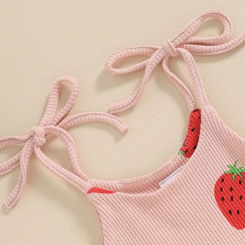 Strawberry Straps Baby Romper - Wearebambino - 3 - 6 M - Strawberry Straps Baby Romper