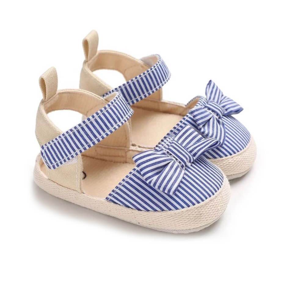 Striped Bowknot Baby Sandals - Wearebambino - Blue - 1 - Striped Bowknot Baby Sandals