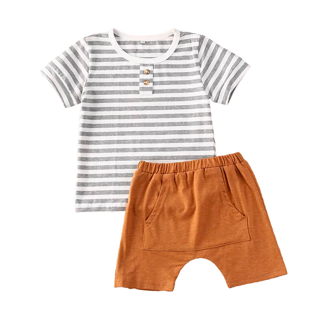 Striped Brown Baby Set - Wearebambino - 3 - 6 M - Striped Brown Baby Set