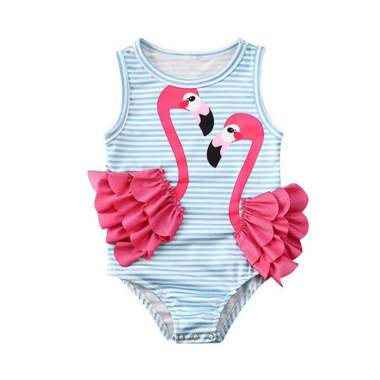 Striped Flamingo Toddler Swimsuit - Wearebambino - 9 - 12 M - Striped Flamingo Toddler Swimsuit