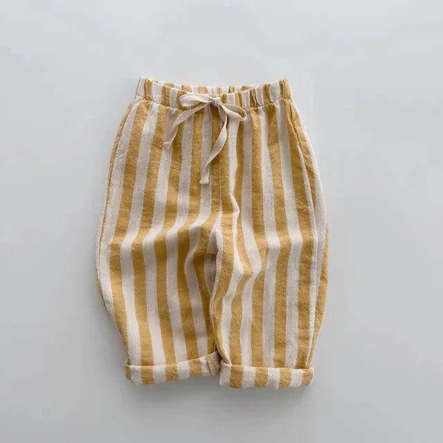 Striped Jogger Pants for Toddler Boys - Wearebambino - Yellow - 9 M - Striped Jogger Pants for Toddler Boys