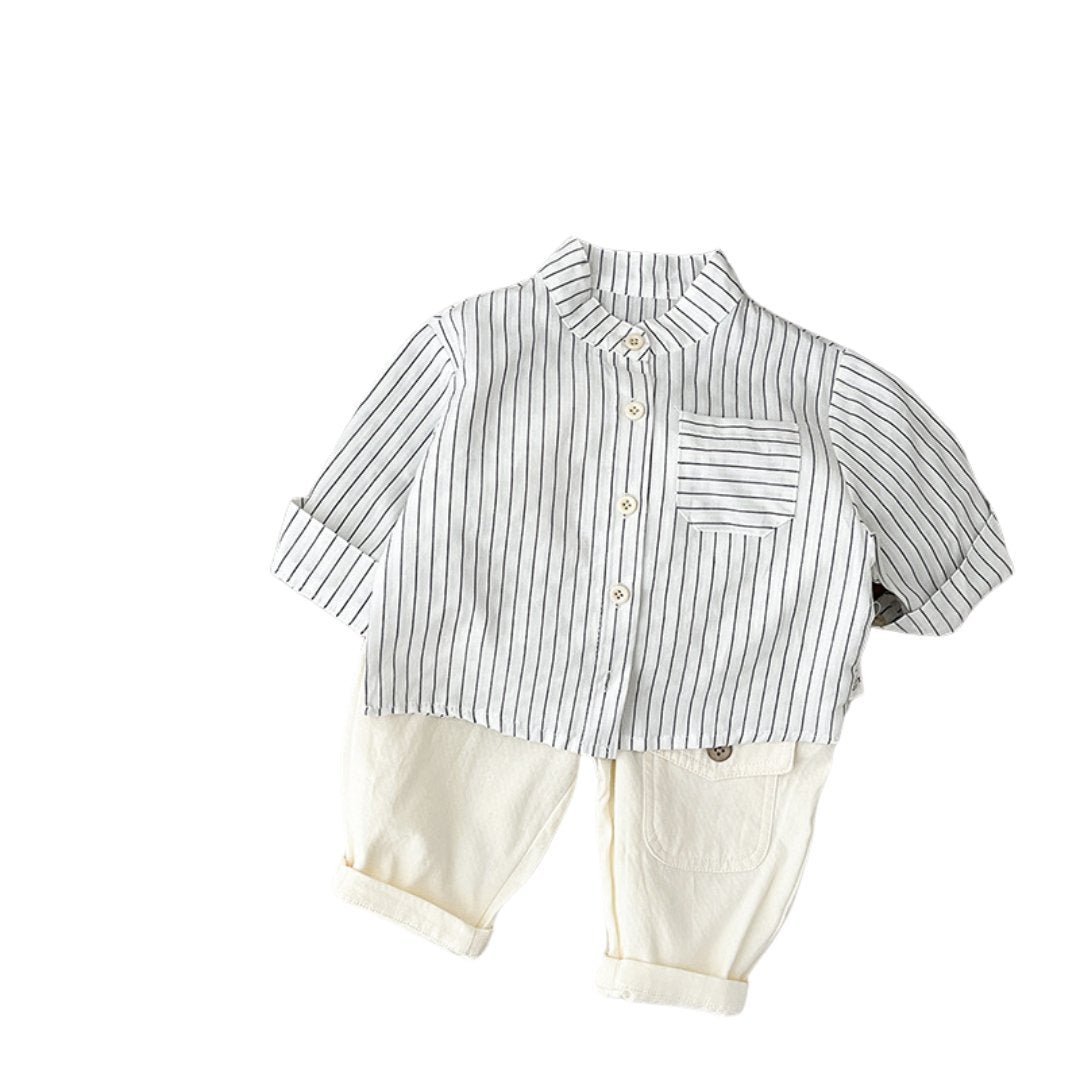 Striped Shirt and Pants Set - Wearebambino - Set - 6 M - Striped Shirt and Pants Set