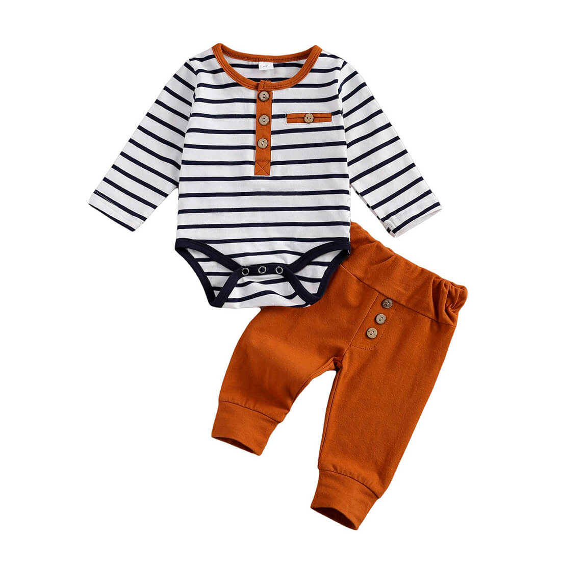 Stripes Brown Baby Set - Wearebambino - 0 - 3 M - Stripes Brown Baby Set