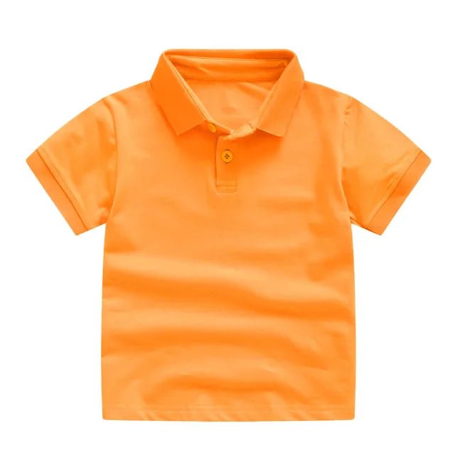 Summer Kids Polo Shirt Cotton Solid Color School Tee - Wearebambino - Orange - 2T - Summer Kids Polo Shirt Cotton Solid Color School Tee