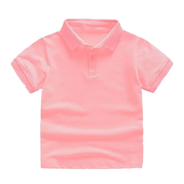 Summer Kids Polo Shirt Cotton Solid Color School Tee - Wearebambino - Pink - 2T - Summer Kids Polo Shirt Cotton Solid Color School Tee