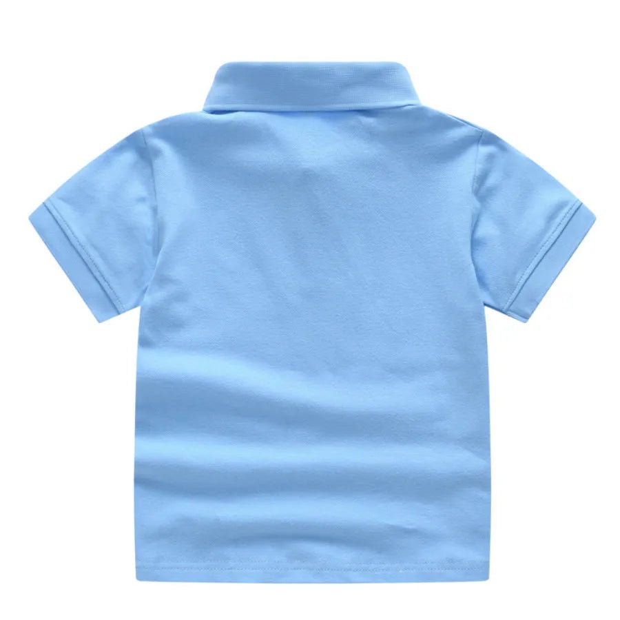 Summer Kids Polo Shirt Cotton Solid Color School Tee - Wearebambino - Light blue - 2T - Summer Kids Polo Shirt Cotton Solid Color School Tee