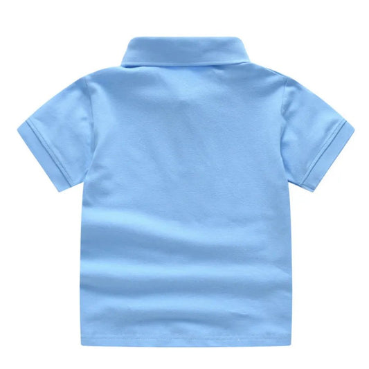 Summer Kids Polo Shirt Cotton Solid Color School Tee - Wearebambino - Light blue - 2T - Summer Kids Polo Shirt Cotton Solid Color School Tee