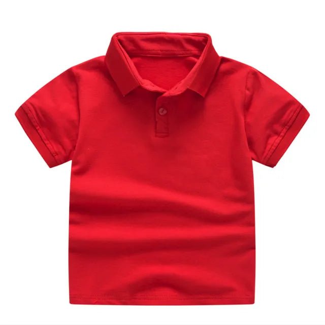 Summer Kids Polo Shirt Cotton Solid Color School Tee - Wearebambino - Red - 2T - Summer Kids Polo Shirt Cotton Solid Color School Tee