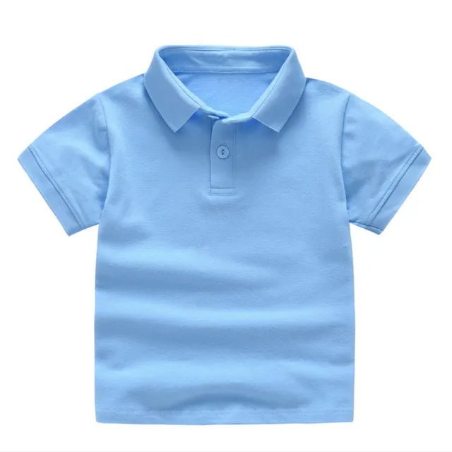 Summer Kids Polo Shirt Cotton Solid Color School Tee - Wearebambino - Light blue - 2T - Summer Kids Polo Shirt Cotton Solid Color School Tee