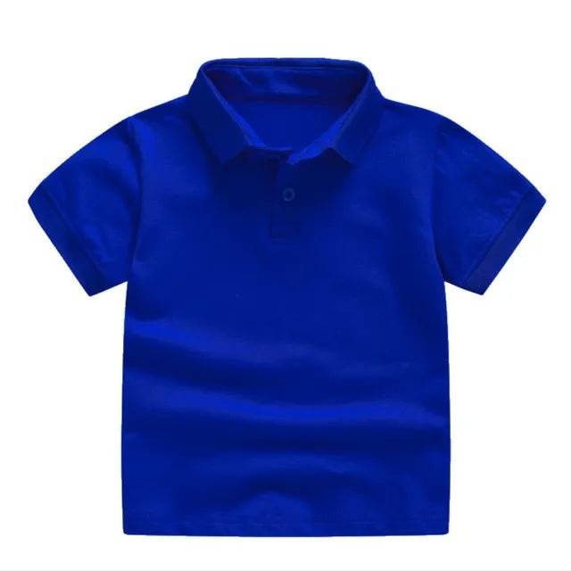 Summer Kids Polo Shirt Cotton Solid Color School Tee - Wearebambino - Dark blue - 2T - Summer Kids Polo Shirt Cotton Solid Color School Tee