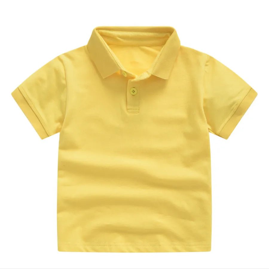 Summer Kids Polo Shirt Cotton Solid Color School Tee - Wearebambino - Light blue - 2T - Summer Kids Polo Shirt Cotton Solid Color School Tee