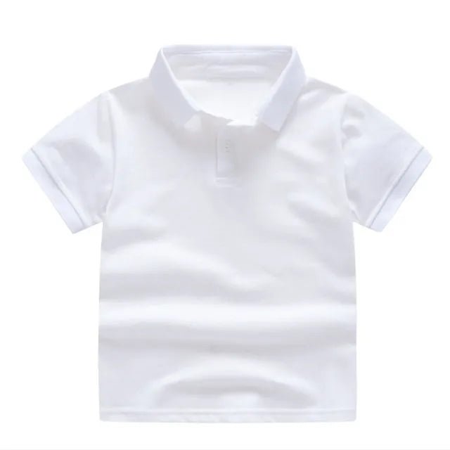 Summer Kids Polo Shirt Cotton Solid Color School Tee - Wearebambino - White - 2T - Summer Kids Polo Shirt Cotton Solid Color School Tee