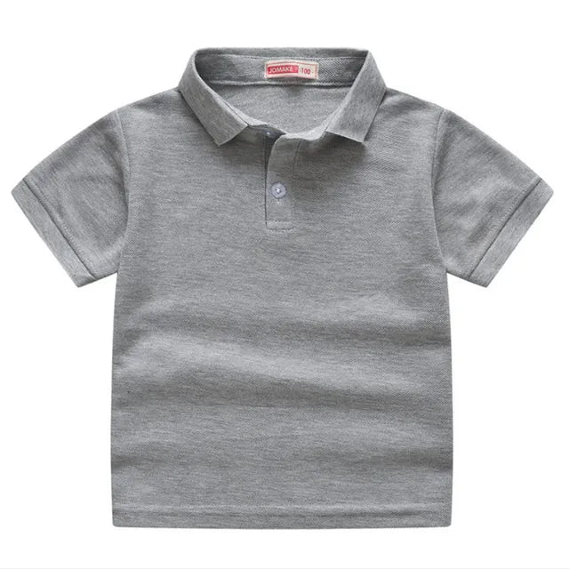 Summer Kids Polo Shirt Cotton Solid Color School Tee - Wearebambino - Gray - 2T - Summer Kids Polo Shirt Cotton Solid Color School Tee