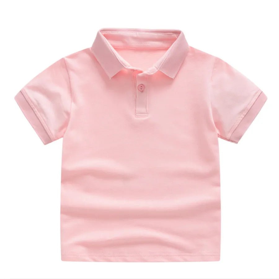 Summer Kids Polo Shirt Cotton Solid Color School Tee - Wearebambino - Light blue - 2T - Summer Kids Polo Shirt Cotton Solid Color School Tee