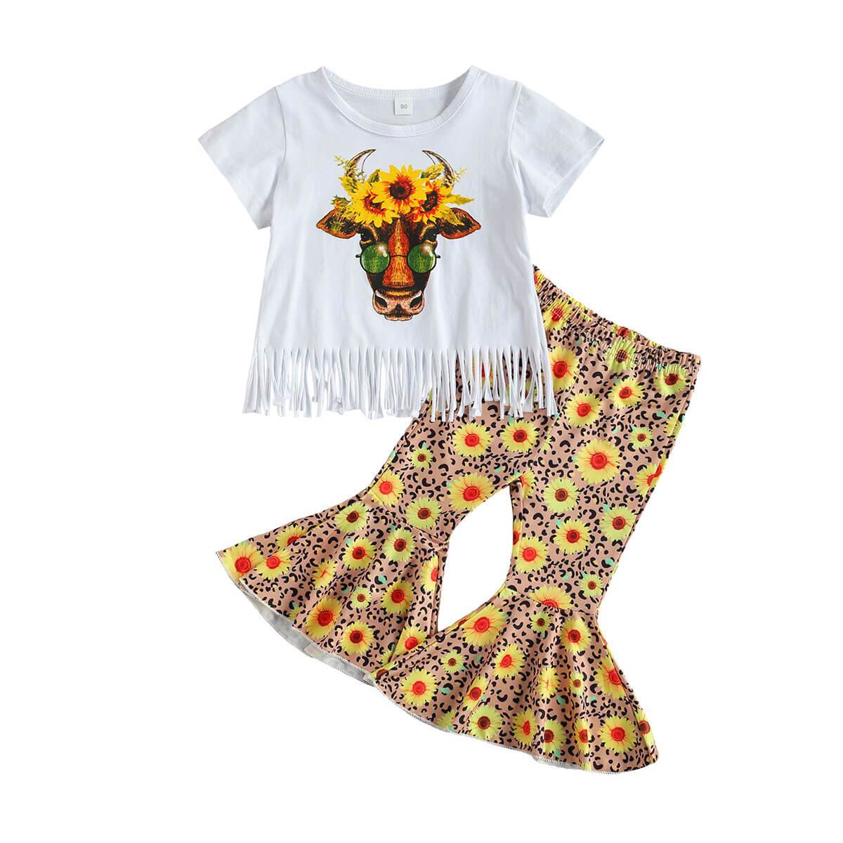 Sunflower Fringed Toddler Set - Wearebambino - 2T - Sunflower Fringed Toddler Set