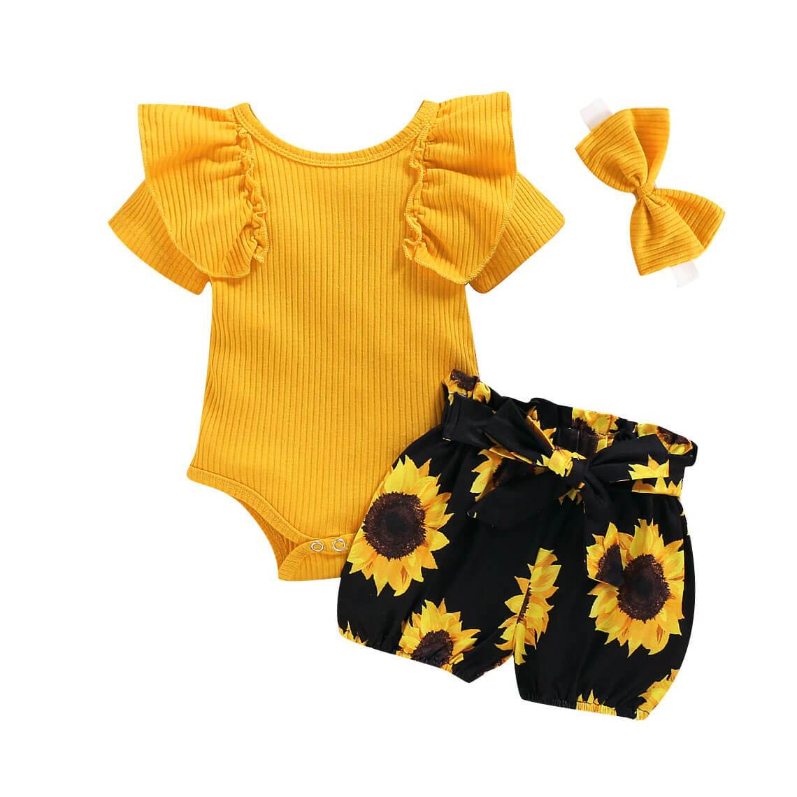 Sunflower Yellow Baby Set - Wearebambino - 0 - 3 M - Sunflower Yellow Baby Set