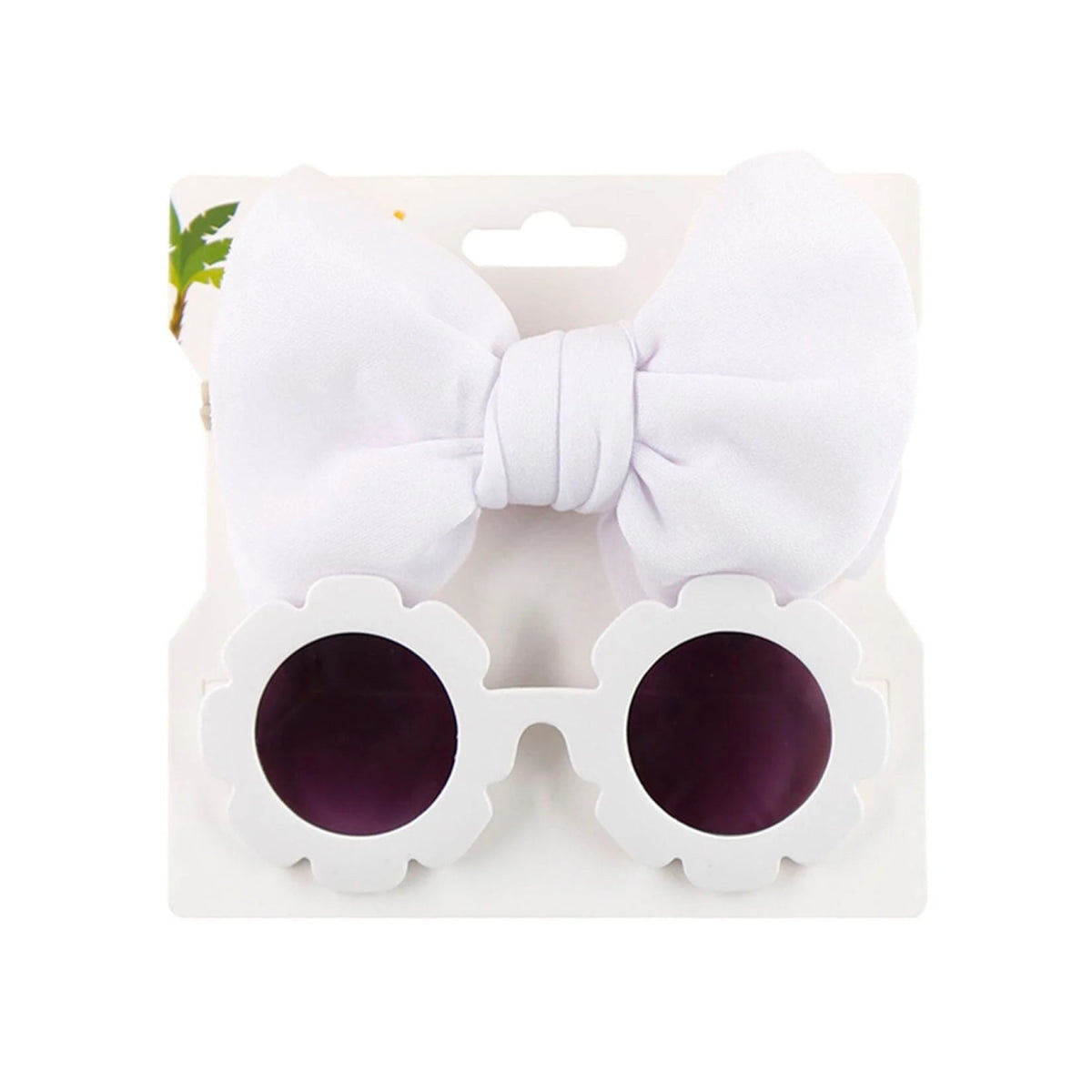 Sunglasses Bow Headband Set - Wearebambino - White - Sunglasses Bow Headband Set