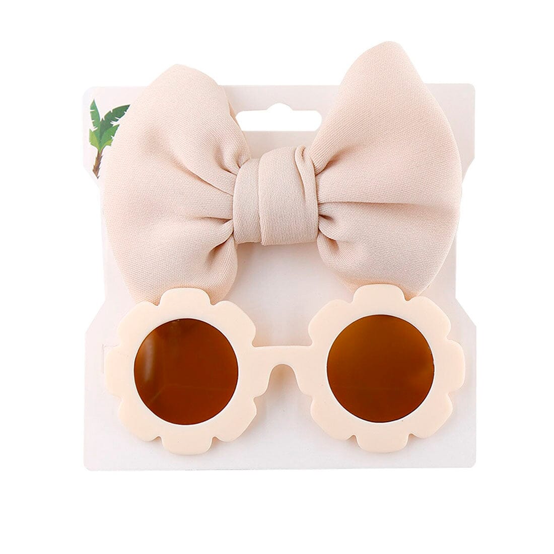 Sunglasses Bow Headband Set - Wearebambino - Beige - Sunglasses Bow Headband Set