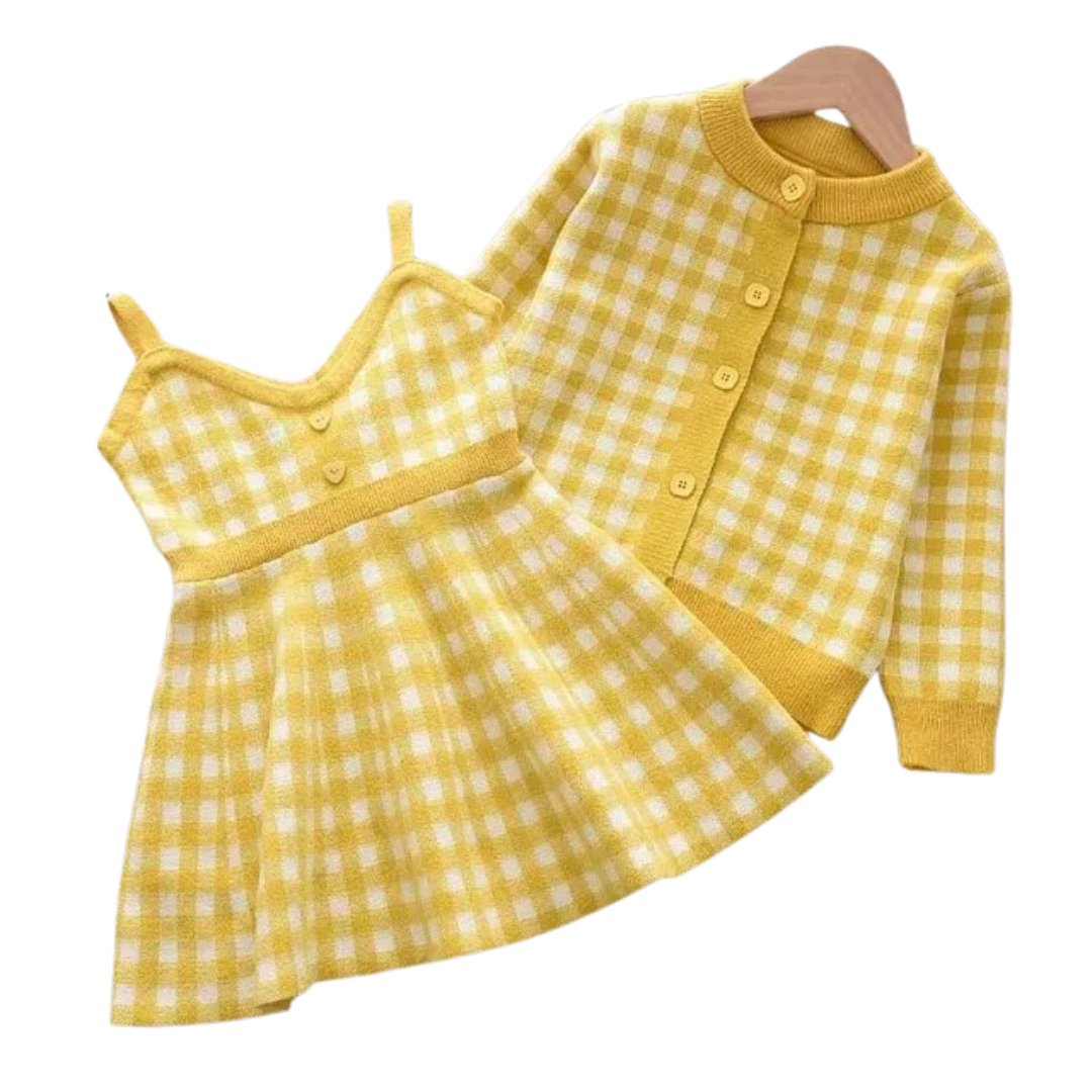 Sweet Knitwear Sets for Girls - Wearebambino - Yellow - 2T - Sweet Knitwear Sets for Girls