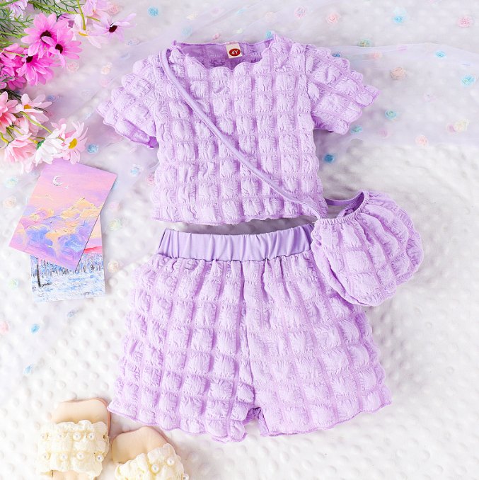 Sweet Puff Sleeve Outfit - Wearebambino - Pink - 3T - Sweet Puff Sleeve Outfit