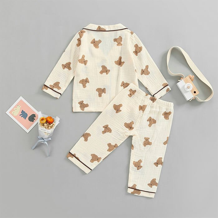 Teddy Bear Toddler Pajama Set - Wearebambino - 2T - Teddy Bear Toddler Pajama Set