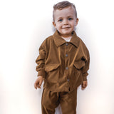 The Valentino - Corduroy Coat & Pants Set for Toddlers - Wearebambino - Brown - 12 M - The Valentino - Corduroy Coat & Pants Set for Toddlers