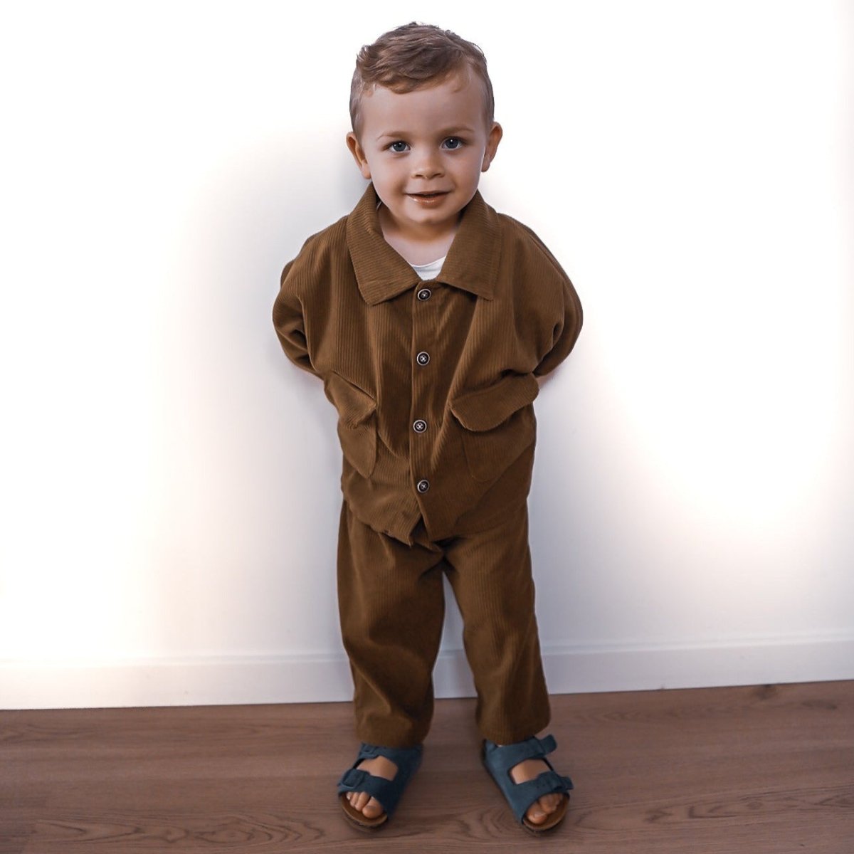 The Valentino - Corduroy Coat & Pants Set for Toddlers - Wearebambino - Brown - 12 M - The Valentino - Corduroy Coat & Pants Set for Toddlers