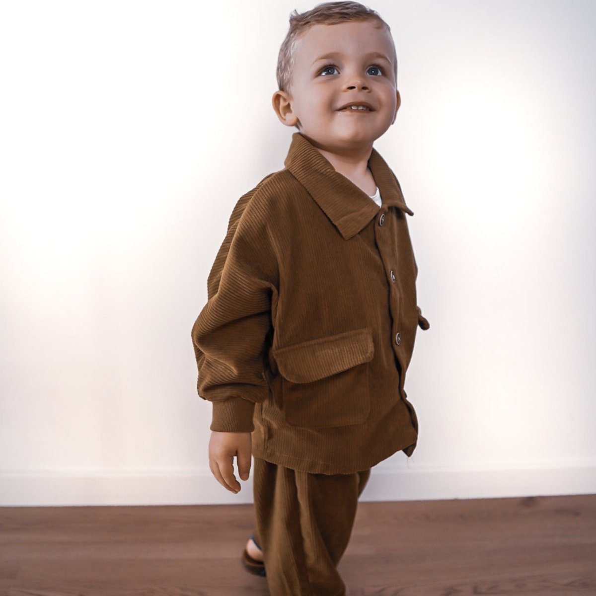 The Valentino - Corduroy Coat & Pants Set for Toddlers - Wearebambino - Brown - 12 M - The Valentino - Corduroy Coat & Pants Set for Toddlers