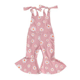 Tie Straps Daisy Flared Toddler Jumpsuit - Wearebambino - Pink - 9 - 12 M - Tie Straps Daisy Flared Toddler Jumpsuit