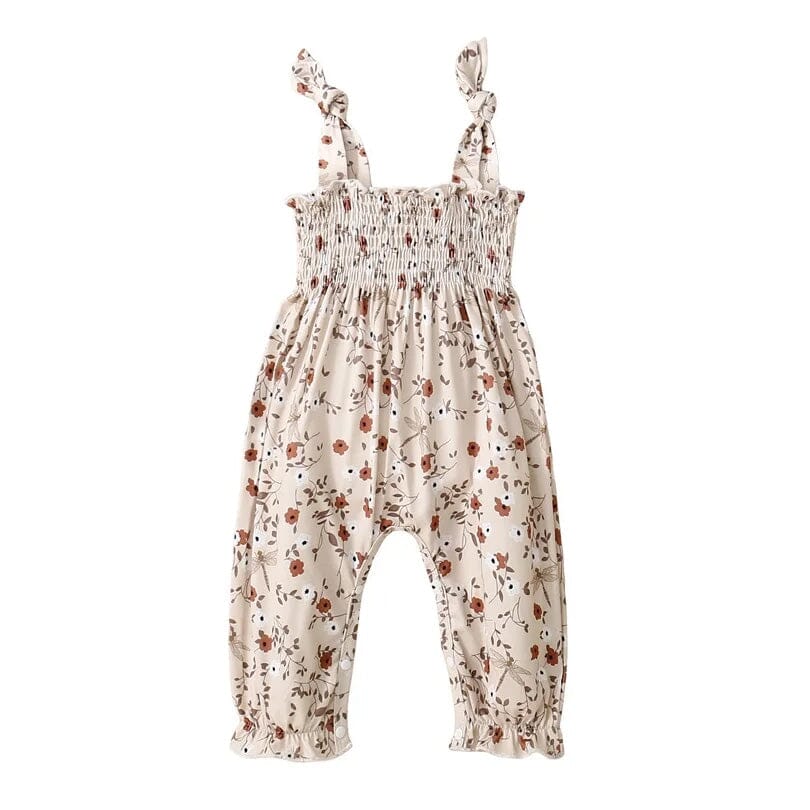 Tie Straps Floral Baby Jumpsuit - Wearebambino - 3 - 6 M - Tie Straps Floral Baby Jumpsuit