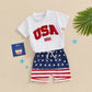 Toddler Baby Boy 2Pcs 4th of July Outfit USA Letter Print O - Neck Short Sleeve TopsElastic Waist Stars and Stripes Flag Shorts Summer Outfit Set - Wearebambino - WHITE - 18 - 24 M - United States - Toddler Baby Boy 2Pcs 4th of July Outfit USA Letter Print O - Neck Short Sleeve TopsElastic Waist Stars and Stripes Flag Shorts Summer Outfit Set