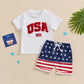 Toddler Baby Boy 2Pcs 4th of July Outfit USA Letter Print O - Neck Short Sleeve TopsElastic Waist Stars and Stripes Flag Shorts Summer Outfit Set - Wearebambino - WHITE - 18 - 24 M - United States - Toddler Baby Boy 2Pcs 4th of July Outfit USA Letter Print O - Neck Short Sleeve TopsElastic Waist Stars and Stripes Flag Shorts Summer Outfit Set