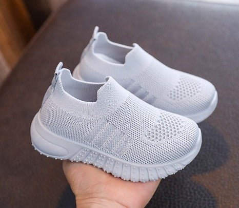 Toddler / Kid Knit Panel Slip - on Sports Shoes - Wearebambino - White - 5 - Toddler / Kid Knit Panel Slip - on Sports Shoes