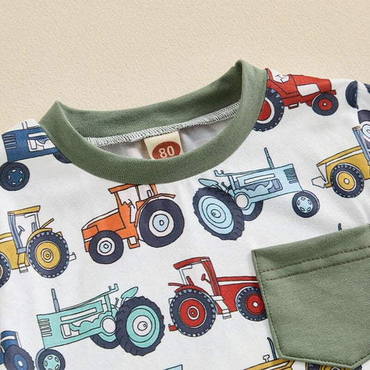 Tractors Solid Shorts Baby Set - Wearebambino - 3 - 6 M - Tractors Solid Shorts Baby Set