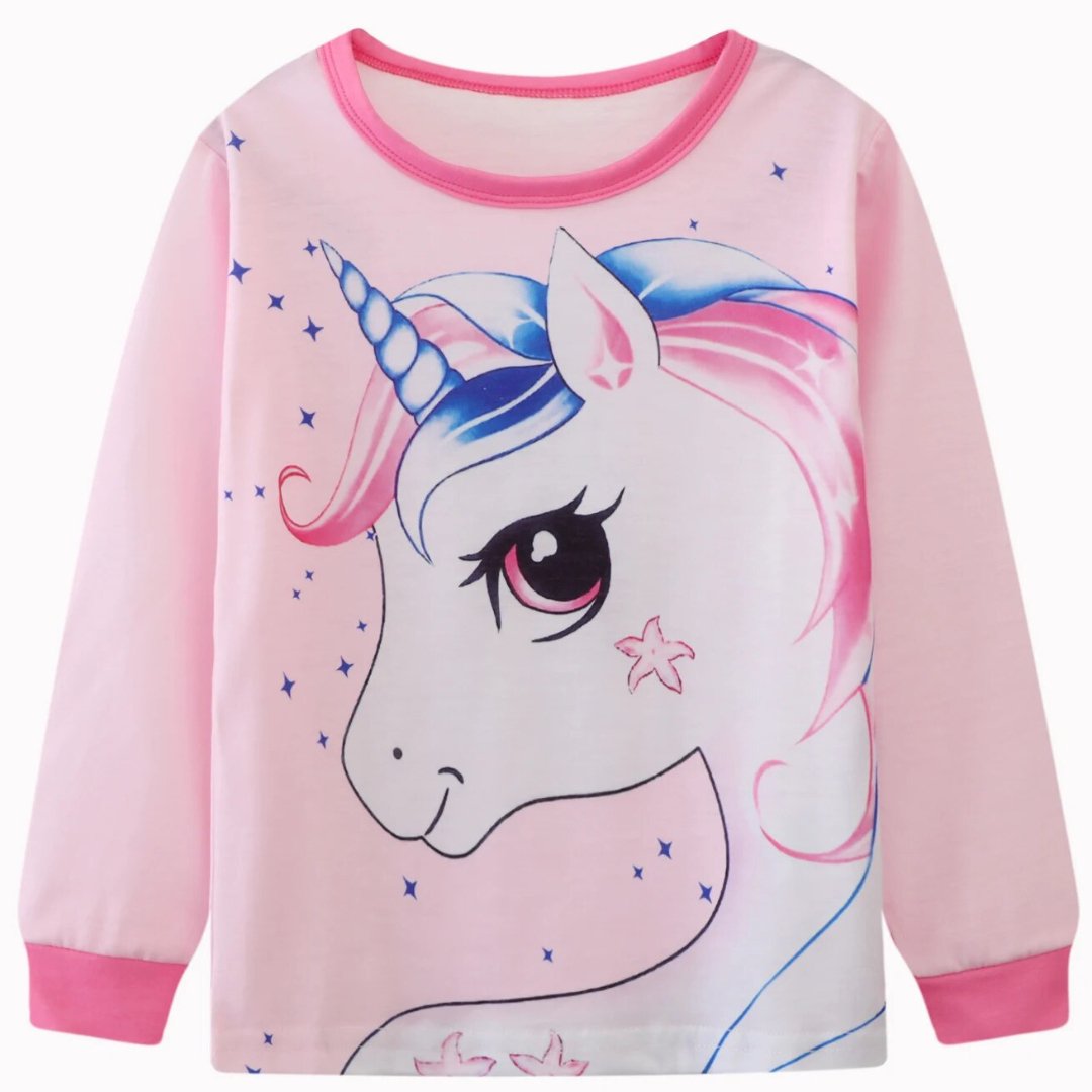 Unicorn Long Sleeve Pajama Set - Wearebambino - Pink - 3T - Unicorn Long Sleeve Pajama Set