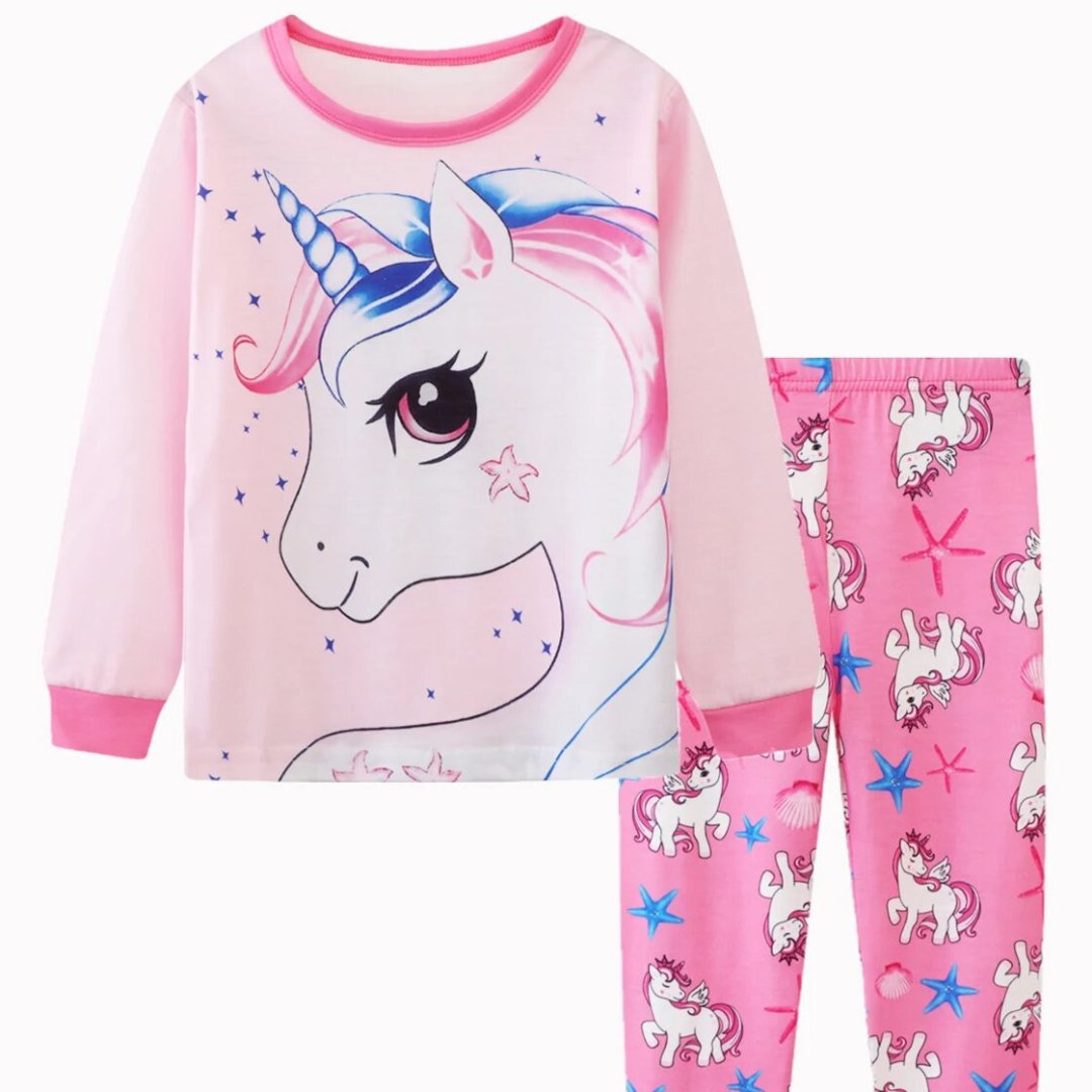 Unicorn Long Sleeve Pajama Set - Wearebambino - Pink - 3T - Unicorn Long Sleeve Pajama Set