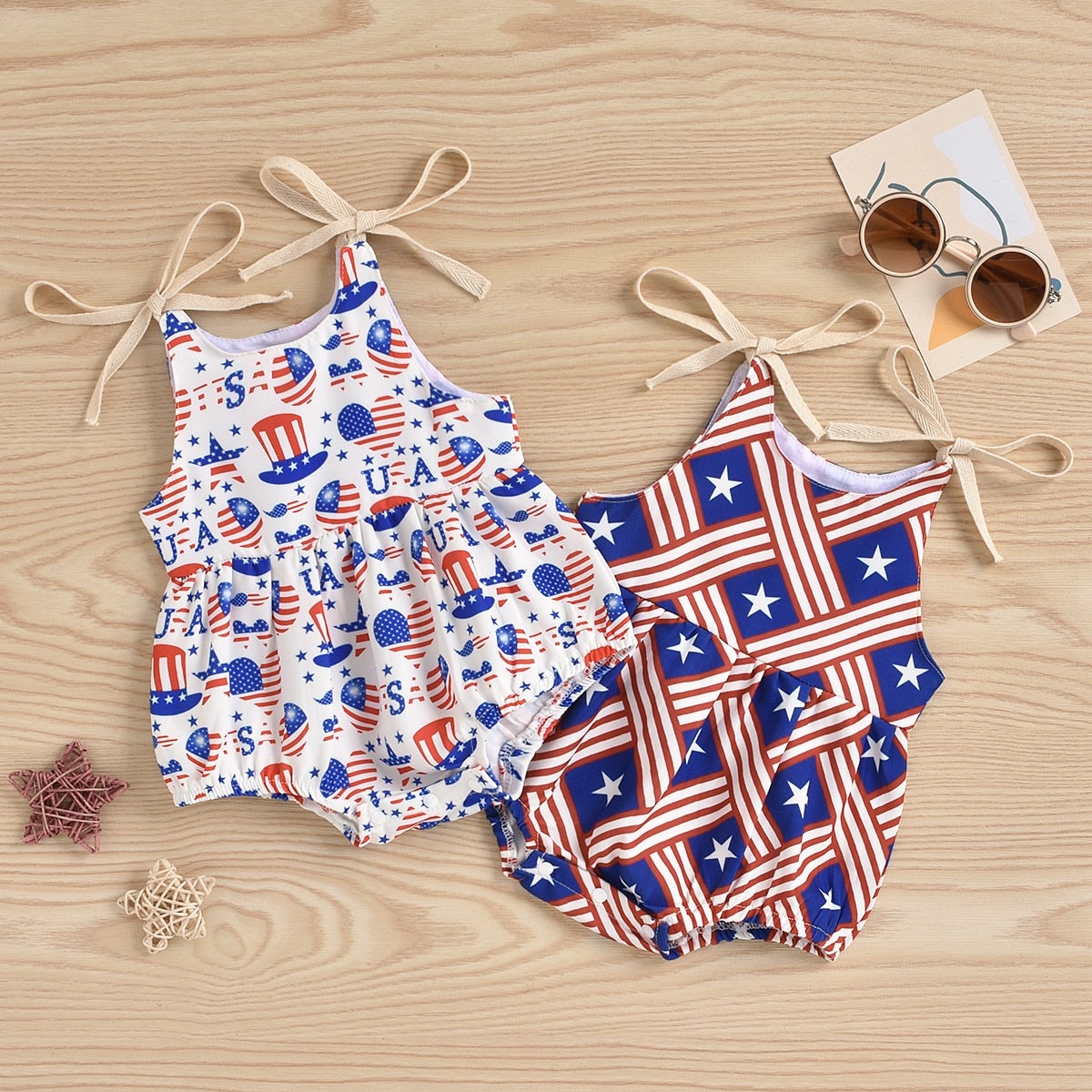 USA Independence Day Romper - Wearebambino - White/USA - 0 - 3 M - USA Independence Day Romper