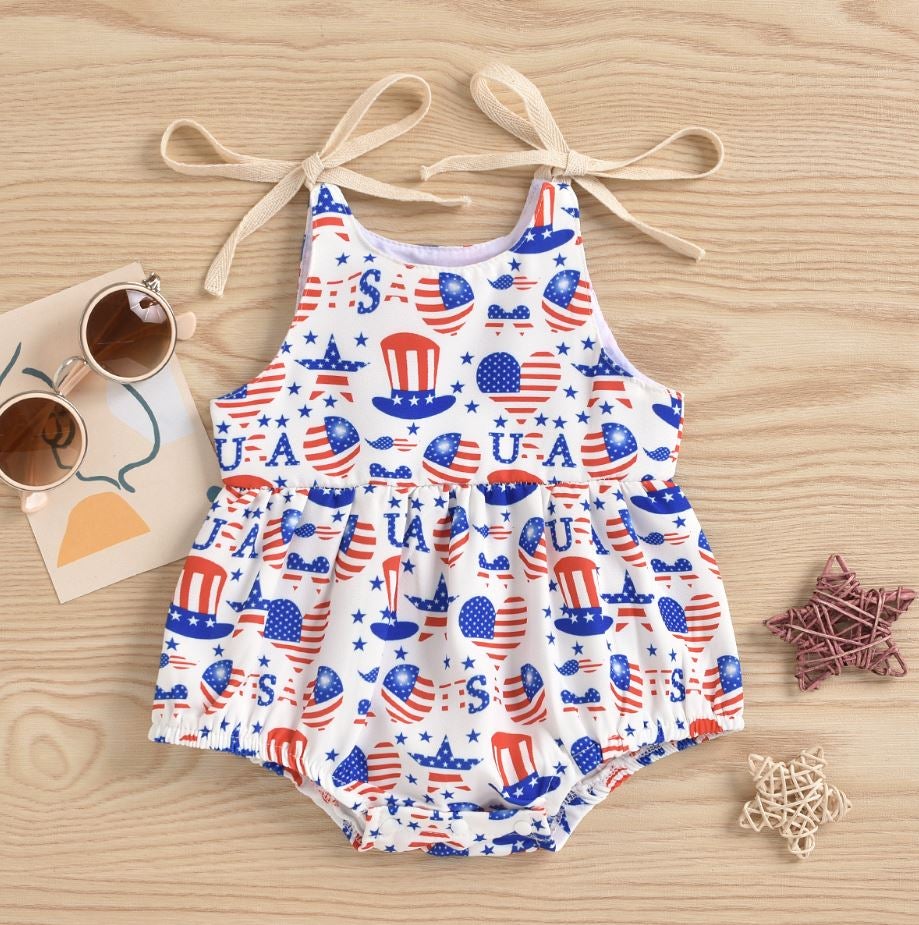 USA Independence Day Romper - Wearebambino - White/USA - 0 - 3 M - USA Independence Day Romper