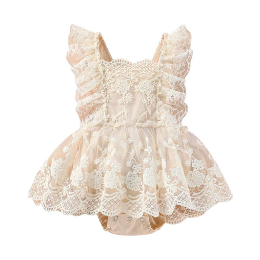 Vintage Lace Baby Romper - Wearebambino - 0 - 3 M - Vintage Lace Baby Romper