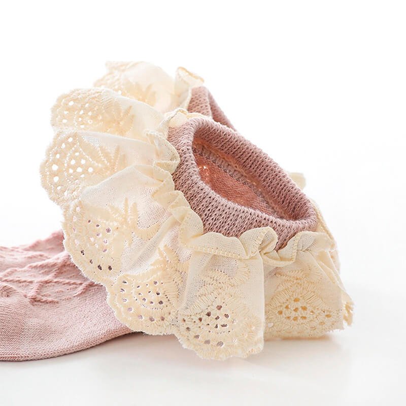 Vintage Lace Baby Socks - Wearebambino - Beige - 0 - 12 M - Vintage Lace Baby Socks