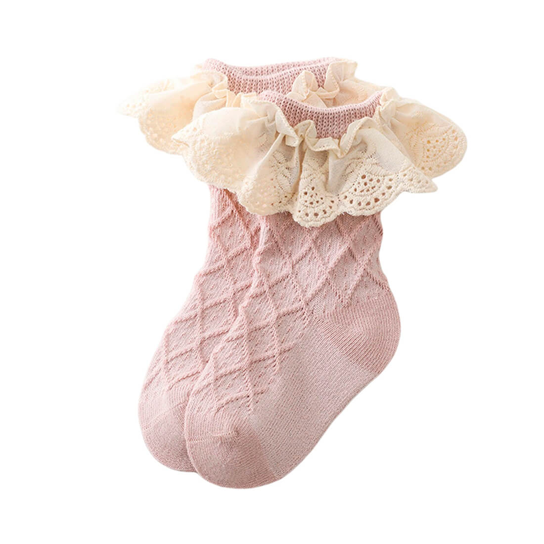 Vintage Lace Baby Socks - Wearebambino - Pink - 0 - 12 M - Vintage Lace Baby Socks