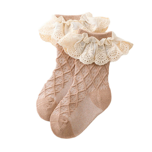 Vintage Lace Baby Socks - Wearebambino - Brown - 0 - 12 M - Vintage Lace Baby Socks