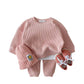 Waffle Cotton Kids Tracksuit Set - Wearebambino - Pink - 18 - 24 M - Waffle Cotton Kids Tracksuit Set