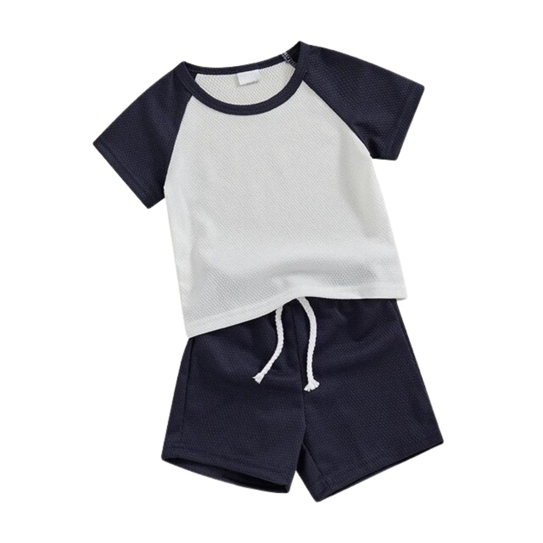 Waffle Raglan Tee Set - Wearebambino - Dark - 18 - 24 M - Waffle Raglan Tee Set